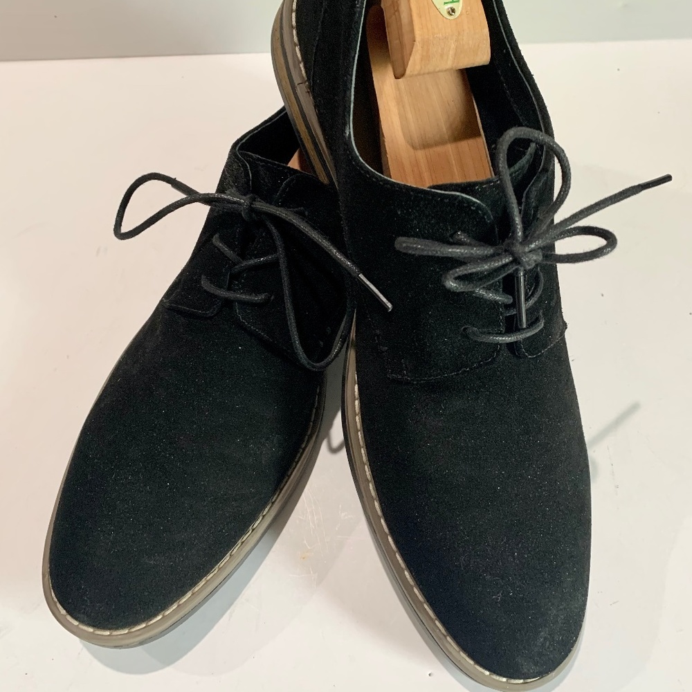 Black suede shoes.